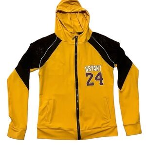 Woman's fit zip up jacket. This is Laker yellow with black mesh shoulder…